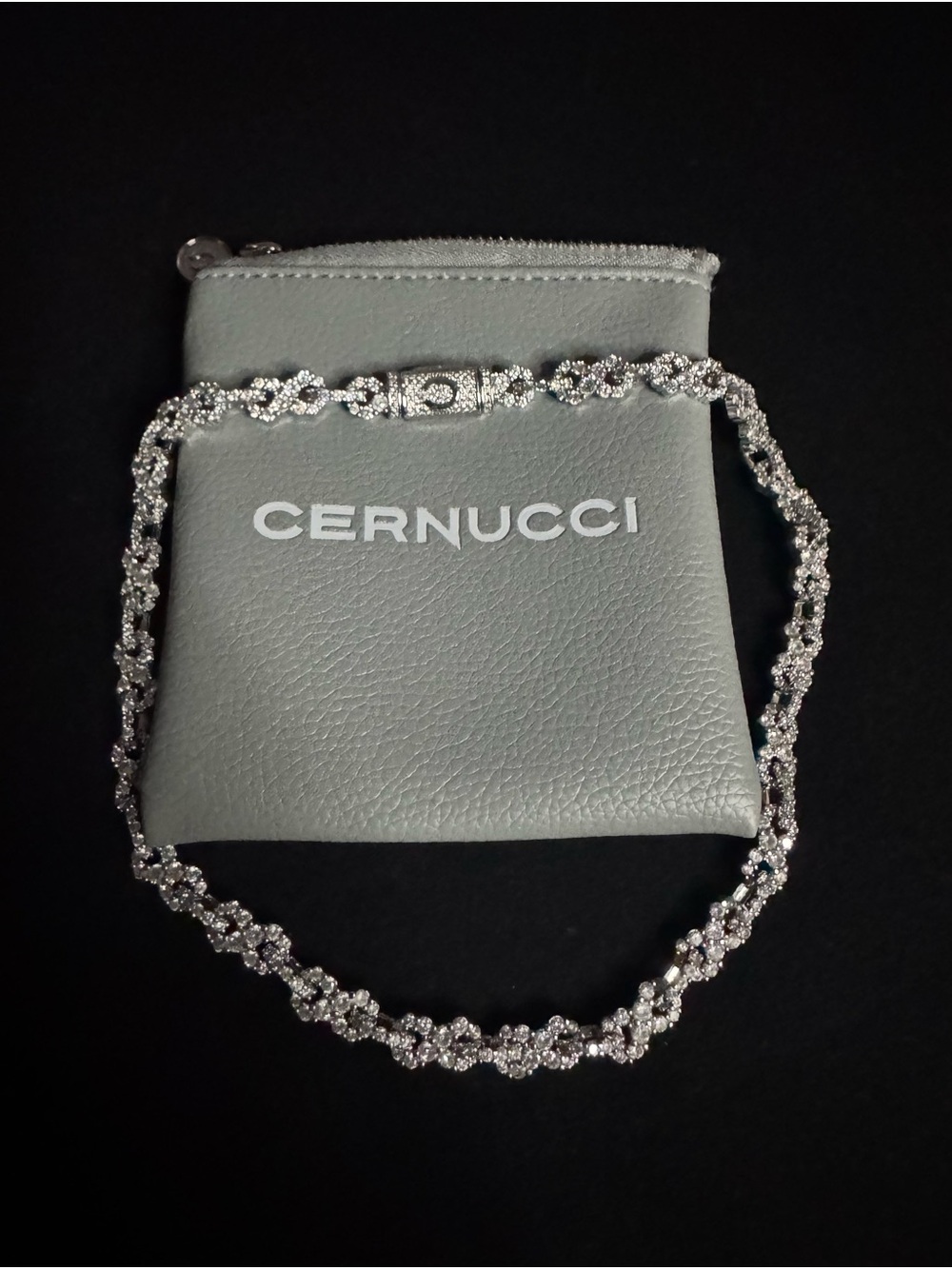 Silver Crystal Tennis Necklace - Men Accessories